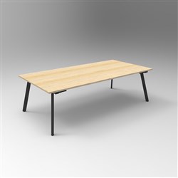 Rapid Eternity Meeting Boardroom Table 2400W x 1200D Natural Oak Top Black Base