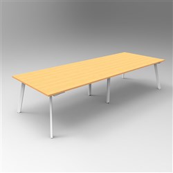 Rapid Eternity Meeting Boardroom Table 3200W x 1200D Beech Top White Base