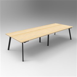 Rapid Eternity Meeting Boardroom Table 3200W x 1200D Natural Oak Top Black Base