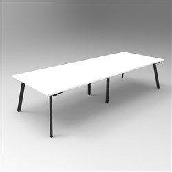 Rapid Eternity Meeting Boardroom Table 3200W x 1200D Natural White Top Black Base
