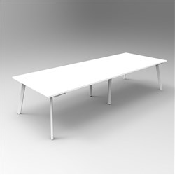 Rapid Eternity Meeting Boardroom Table 3200W x 1200D Natural White Top White  Base