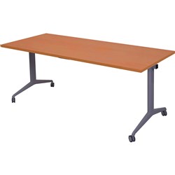 Rapid Flip Top Table 1500W x 750D x 730mmH Cherry Top Silver Frame