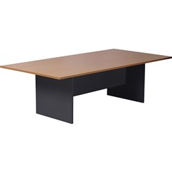 Rapid Rectangle Boardroom Table 2400W x 1200D x 730mmH Beech Top Ironstone Base