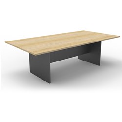 Rapid Rectangle Boardroom Table 2400W x 1200D x 730mmH Natural Oak Top Ironstone Base