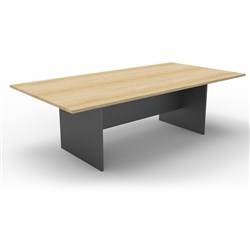 Rapid Rectangle Boardroom Table 3200W x 1200D x 730mmH Natural Oak Top Ironstone Base
