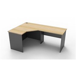Rapidline Corner Workstation 1200W x 1800W x 600mmD 3 Piece Natural Oak & Ironstone