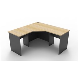 Rapidline Corner Workstation 1500W x 1500W x 600mmD 3 Piece Natural Oak & Ironstone