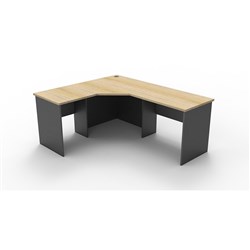 Rapidline Corner Workstation 1800W x 1500W x 600mmD 3 Piece Natural Oak & Ironstone