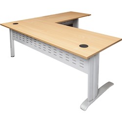 Rapidline Span Desk and Return 1800W x 1800W x 700/600D Beech / Silver