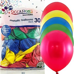 Alpen Balloons 25cm Metallic Assorted Colours Pack of 30