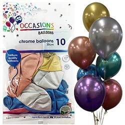 Alpen Balloons 30cm Chrome Assorted Colours Pack of 10
