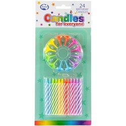Alpen Birthday Candle With Holders Assorted Colours Pack of 24