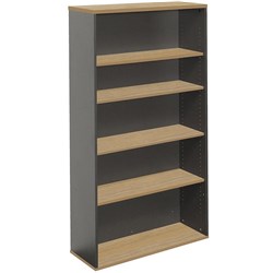 Rapid Worker Bookcase 1800H x 900W x 315mmD Natural Oak and Ironstone