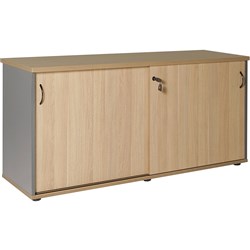 Rapid Credenza Sliding Door 1200W x 450D x 730mmH Natural Oak and Ironstone