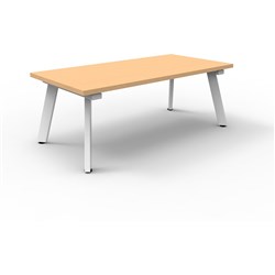 Rapid Eternity Coffee Table 1200W x 600D x 450mmH Beech Top White Satin Base
