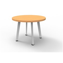 Rapid Eternity Round Coffee Table 450H x 600mmD Beech Top White Satin Base