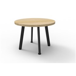 Rapid Eternity Round Coffee Table 450H x 600mmD Natural Oak Top Black Base