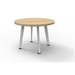 Rapid Eternity Round Coffee Table 450H x 600mmD Natural Oak Top White Satin Base