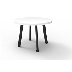 Rapid Eternity Round Coffee Table 450H x 600mmD Natural White Top Black Base
