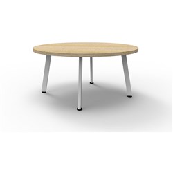 Rapid Eternity Round Coffee Table 450H x 900mmD Natural Oak Top White Satin Base