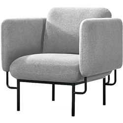 Rapid Capri Lounge Chair 1 Seater Steel Black Base Light Grey Seat