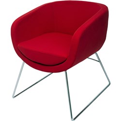 Rapid Splash Cube Lounge Chair Chrome sled base Red Seat