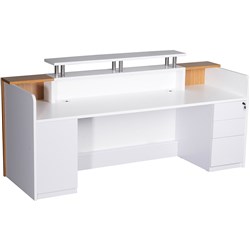 Rapid Marquee Reception Counter 1150H x 2400W x 835mmD Glossy White and Zebra
