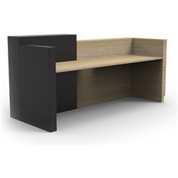 Rapid Sempre Reception Counter 1150H x 2400W x 950mmD Natural Oak and Black
