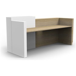 Rapid Sempre Reception Counter 1150H x 2400W x 950mmD Natural Oak and White