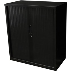 Rapid Go Tambour Door Storage Cupboard No Shelves Included 1016H x 900W x 473mmD Black