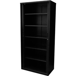 Rapid Go Tambour Door Storage Cupboard No Shelves Included 1981H x 1200W x 473mmD Black