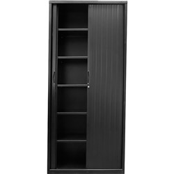Rapid Go Tambour Door Storage Cupboard No Shelves Included 1981H x 900W x 473mmD Black