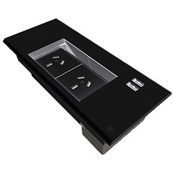 Rapid Table Surface Mounted Flip Box 2 GPO + 2 USB Black