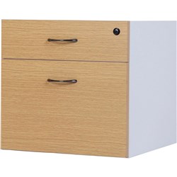 Logan Fixed Pedestal Lockable 1 Standard and 1 Filing Drawer  White and Oak