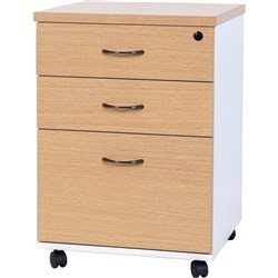 Logan Mobile Pedestal 2 Drawer and 1 Filing Drawer White and Oak
