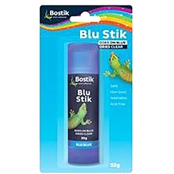 Bostik Blu Stik 35g Large Blister Card Blue Dries Clear