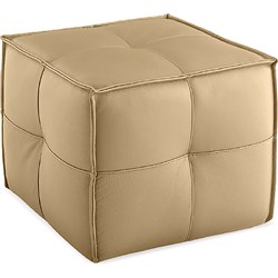 K2 Cube Square Ottoman Beige PU Leather