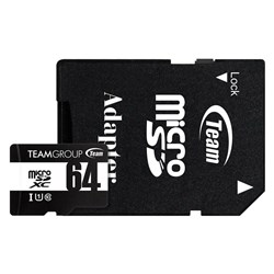 Team Group Micro SDXC 64 GB Memory Card With Adapter Black