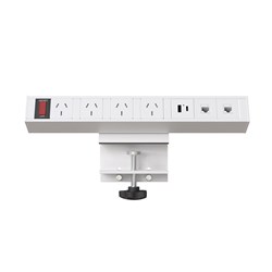 Sylex Desktop Power Board 4 Outlet RJ45 Data Points USB-A & USB-C White