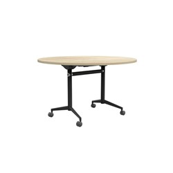 OLG Uni Round Flip Top Table 1200mm Diameter New Oak Top Black Frame
