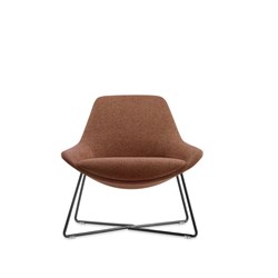 Rapidline Lutie Club Lounge Chair Black Steel Loop Rod Cross Base Rust Fabric Seat