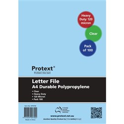 Protext Letter Files A4 Polypropylene Clear Pack Of 100