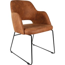 Durafurn Sorbet Chair Sled Base Fabric Seat And Back Tan