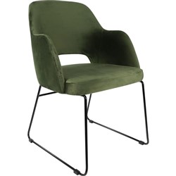 Durafurn Sorbet Chair Sled Base Velvet Seat And Back Avocado