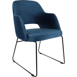 Durafurn Sorbet Chair Sled Base Velvet Seat And Back Denim