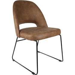 Durafurn Semifreddo Chair Sled Base Fabric Seat And Back Mocha