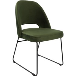 Durafurn Semifreddo Chair Sled Base Velvet Seat And Back Avocado