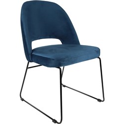 Durafurn Semifreddo Chair Sled Base Velvet Seat And Back Denim