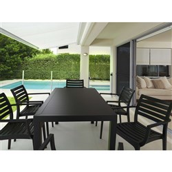 Siesta Ares 140 7 Piece Outdoor Dining Setting With Artemis Arm Chairs Black