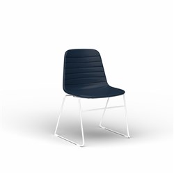OLG Sofia Visitor Chair White Sled Base Navy PU Leather Seat